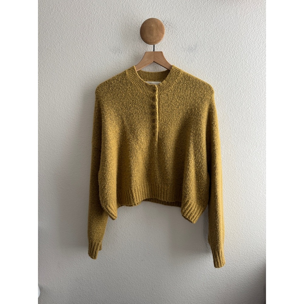 Oak + Fort Cropped Button Front Knit Cardigan Sweater Size XS